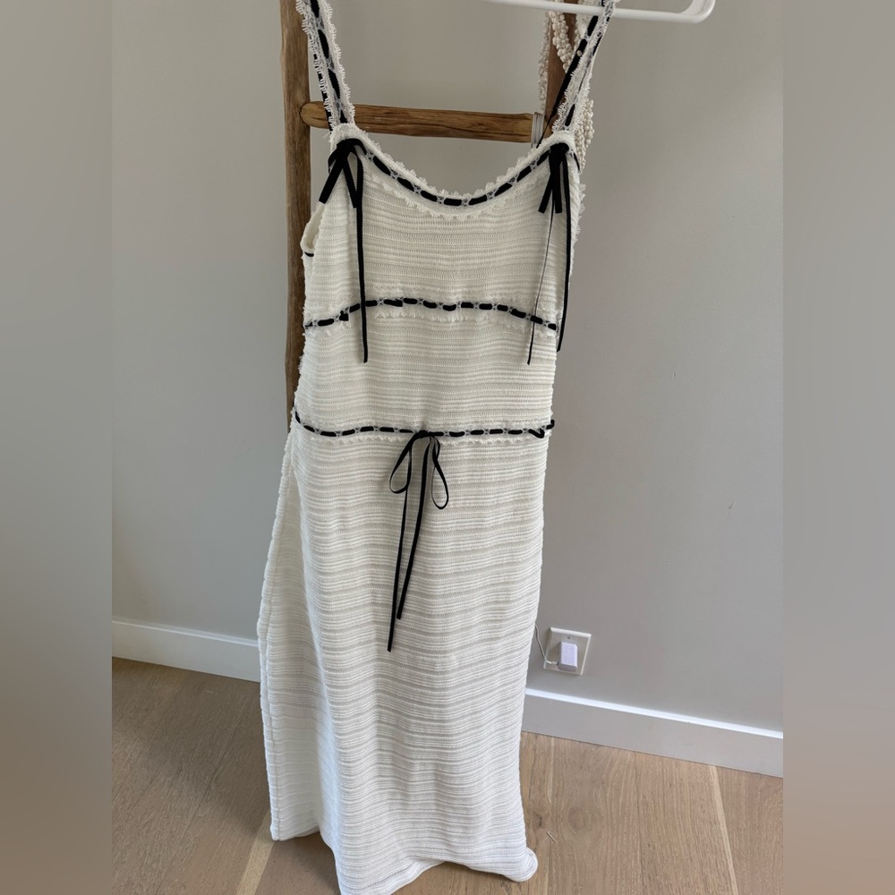 For Love And Lemons White Dress with Textured Knit